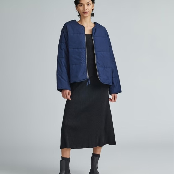 Everlane The ReNew Quilted Cotton Liner Puffer Jacket White cotton sz S like new - Picture 16 of 16